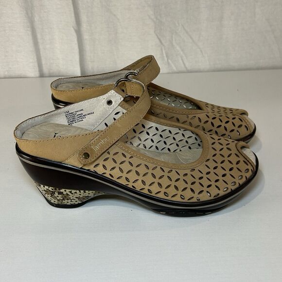 Jambu Women's Journey Encore Sandal Tan Leather Sport Wedge Peep Toe Size 7 - Picture 1 of 6